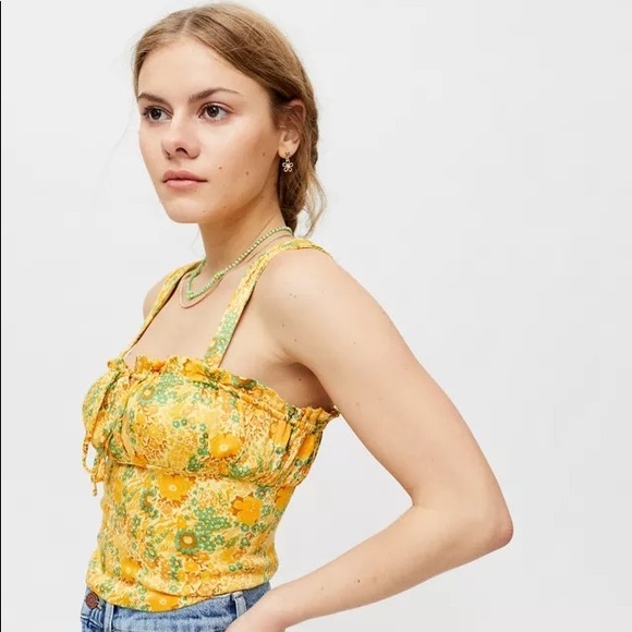 NWT UO Valentina Cropped Bustier Tank 💛 - Picture 4 of 4